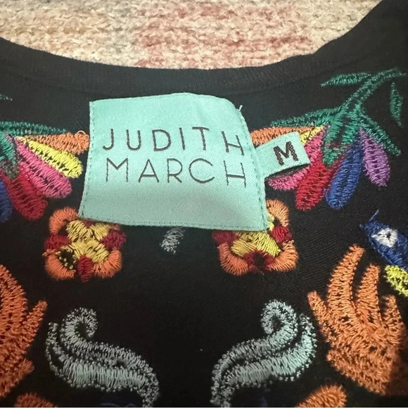 Womens Judith March Embroidered Mini Dress Long Sleeve Black M - Picture 5 of 14